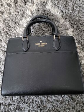 kate spade black saffiano leather satchel with gold hardware